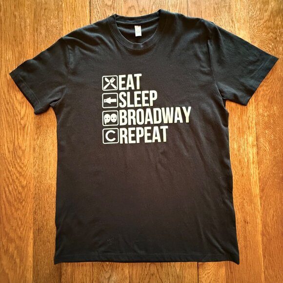 Eat Sleep Broadway Repeat T Shirt Size XL Theater Graphic Black Tee - Picture 3 of 7